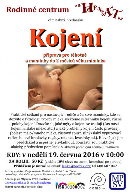 Přednáška O kojení pro nastávající rodiče a čerstvé maminky