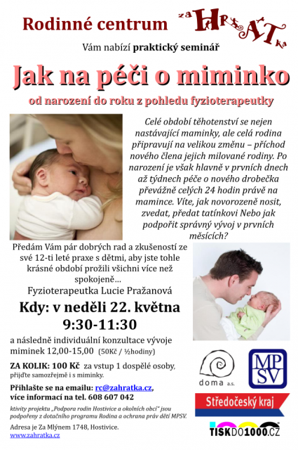 Seminář Jak na péči o miminko do 1 roku s fyzioterapeutkou