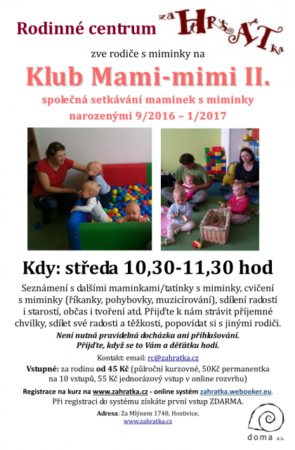 Klub mami-mimi II pro miminka narozená 9/2016 - 1/2017